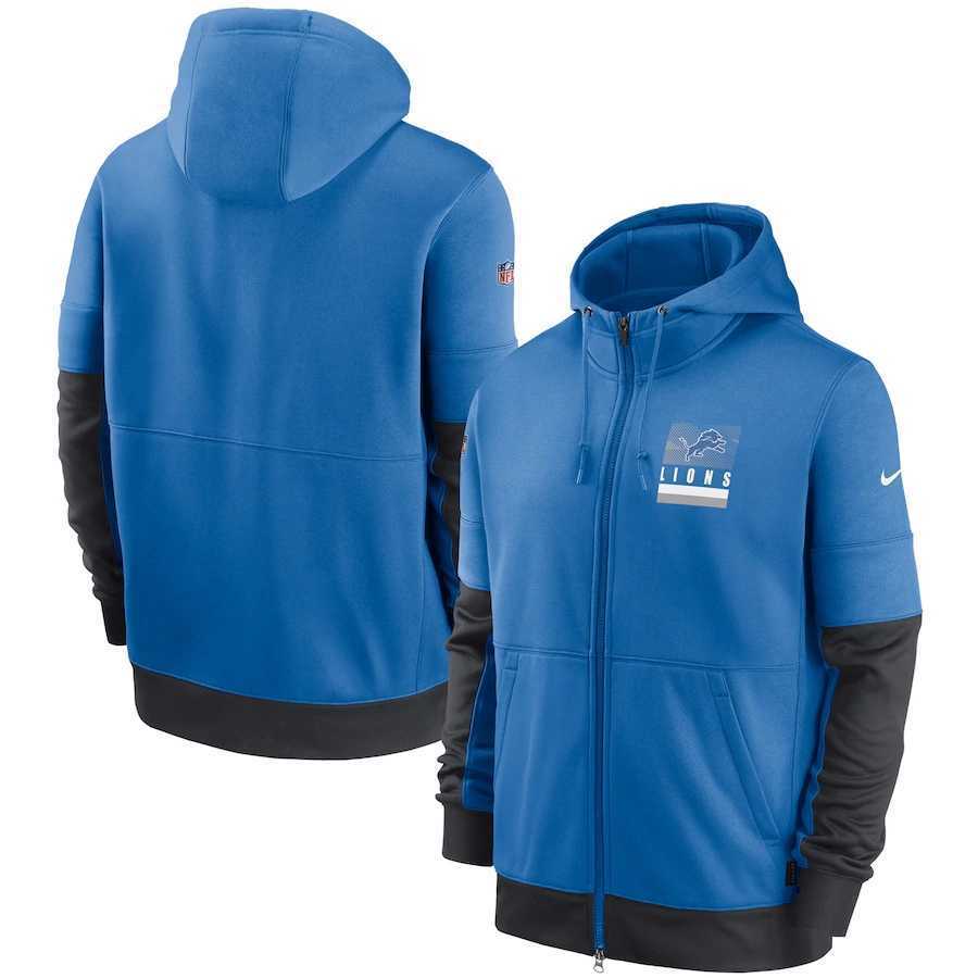 Men's Detroit Lions New 2020 Nike Blue Black Fan Gear Mascot Performance Full Zip Hoodie,We sell and wholesale Men's Detroit Lions New 2020 Nike Blue Black Fan Gear Mascot Performance Full Zip Hoodie on line form chian!